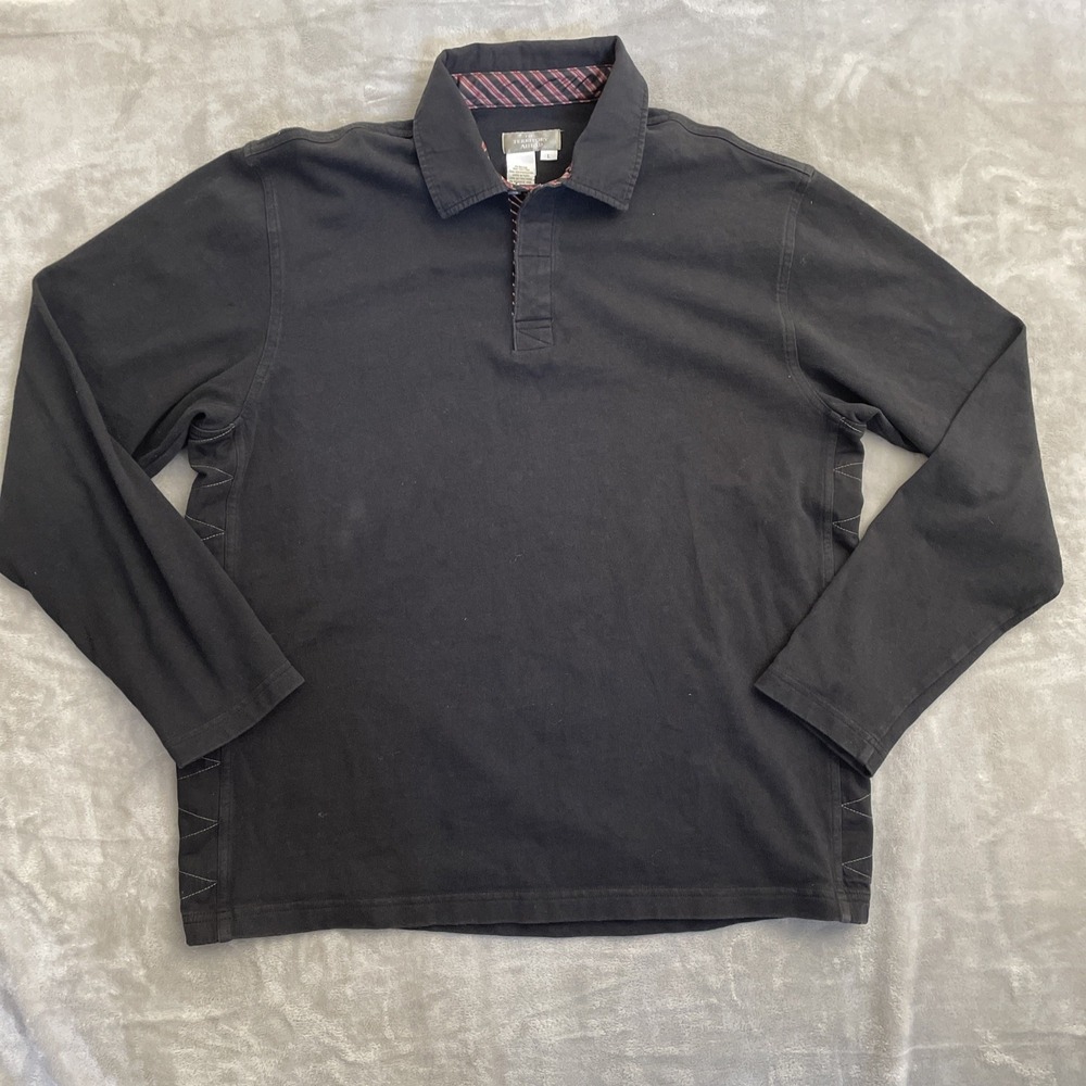 Vintage The Territory Ahead Black 100% Cotton Button Down Sport Shirt Size Large